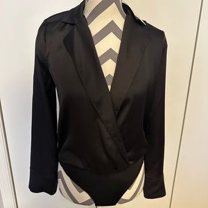 NWT Zara silk black bodysuit